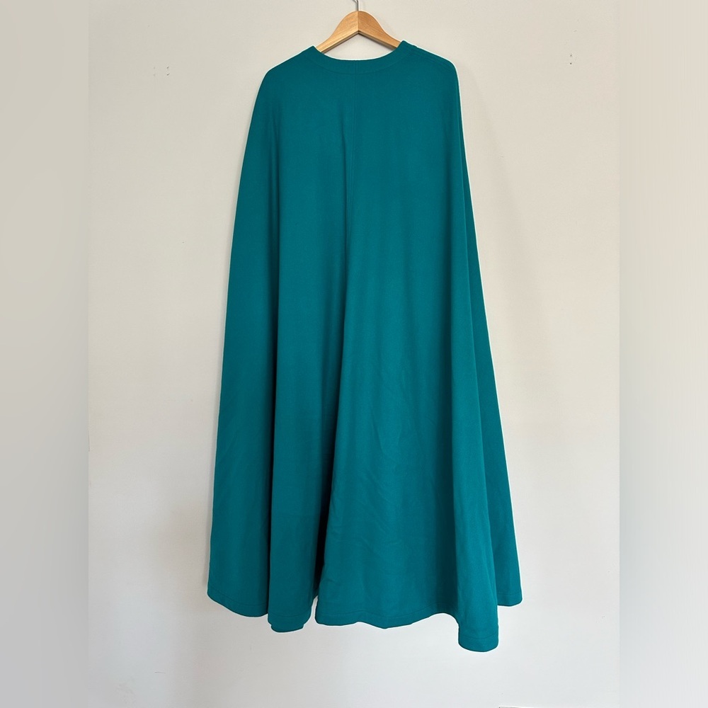 Yves Saint Laurent Rive Gauche Vintage Wool Long Cape In Turquoise - Picture 3 of 10